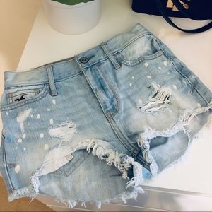 Hollister distressed high waisted jean shorts